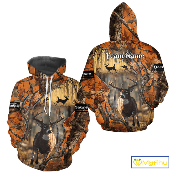 Fall Season Camo Whitetail Deer Hunting Shirt - Hunting Clothes for Men, Deer Hunting Gifts NBT31