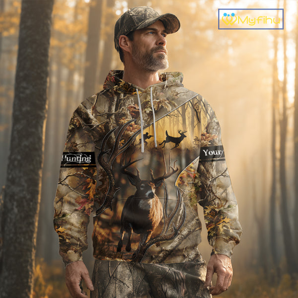 Beautiful Brown Camo Whitetail Deer Hunting Shirt - Hunting Clothes for Men, Hunter Gift Ideas NBT32