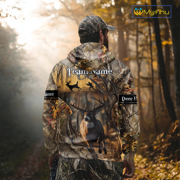 Beautiful Brown Camo Whitetail Deer Hunting Shirt - Hunting Clothes for Men, Hunter Gift Ideas NBT32