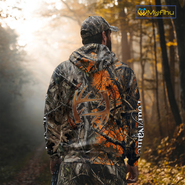 Deer Hunting Full Camo Printing Custom Name Shirts, Best Deer Hunting Clothes for Men NBT154