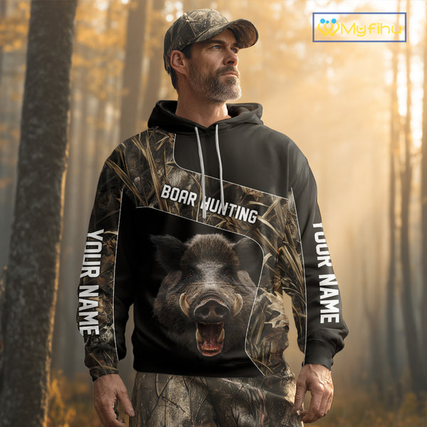 Custom Wild Boar Hunting Camo 3D Shirts, Boar Hunting Gifts, Boar Hunting Shirts for Hunter NBT158