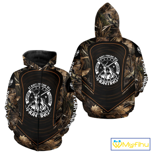 Brown Camouflage Deer Hunting 3D Printing Custom Name Shirts, Deer Hunting Apparel, Hunting Gifts NBT213