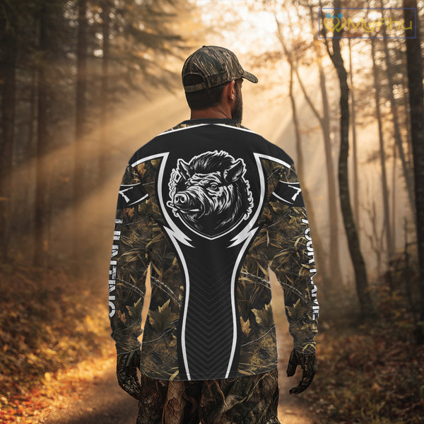 Wild Boar Hunting Full Camouflage 3D Custom Name, Hunting Clothes for Men, Hunting Gifts NBT228