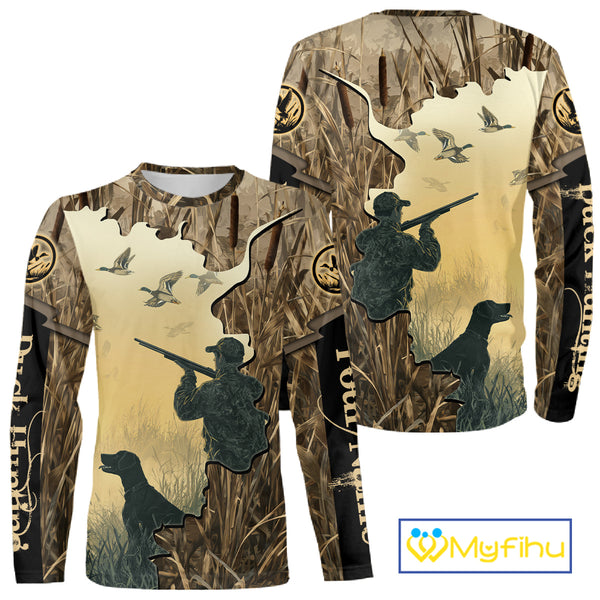 Mallard Duck Hunting Waterfowl Camouflage Shirts, Personalized Duck Hunting Gifts NBT112