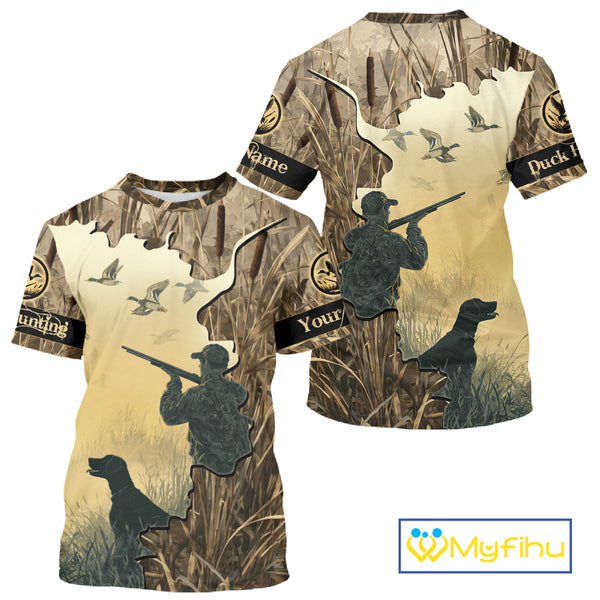 Mallard Duck Hunting Waterfowl Camouflage Shirts, Personalized Duck Hunting Gifts NBT112