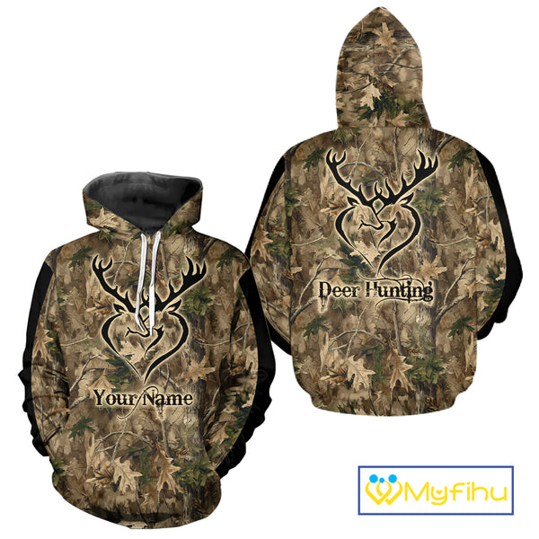 Deer Hunting Camouflage Customize Name 3D All Over Printed Shirts Hunting Outfits for Hunters NBT117