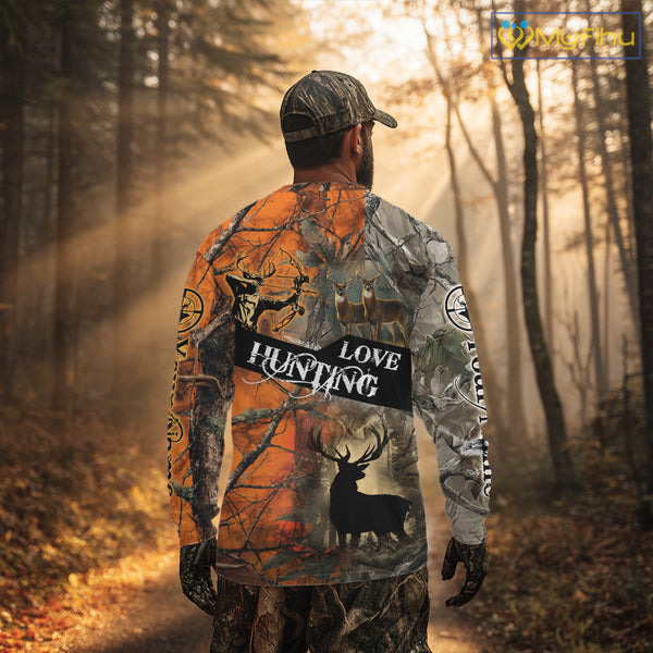 Personalized Deer Hunting Shirt 3D All Over Print Orange Camo Hunting Clothes NBT119