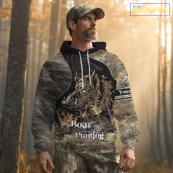 Wild Boar Hunting Camouflage Personalized Shirts for Boar Hunter, Hunting Gifts NBT127