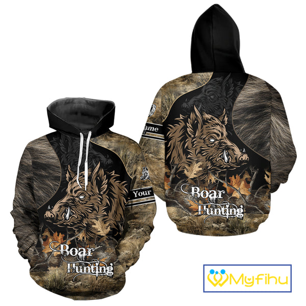 Wild Boar Hunting Camouflage Personalized Shirts for Boar Hunter, Hunting Gifts NBT127