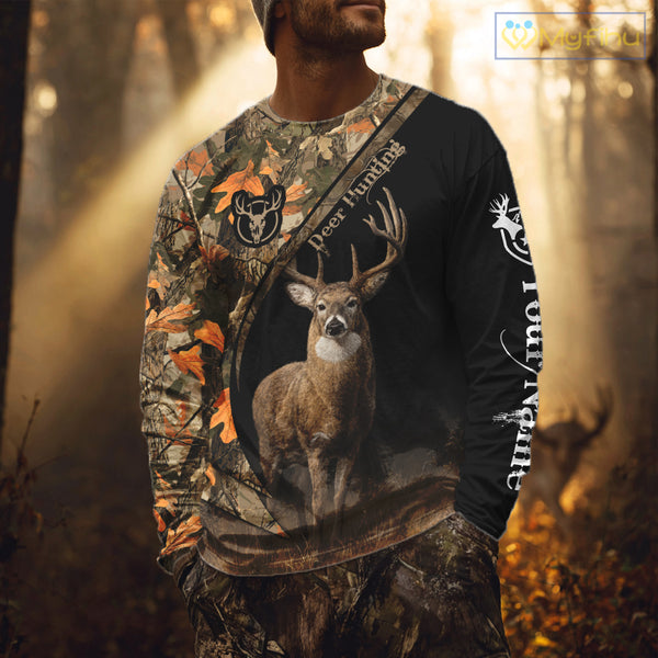Whitetail Deer Hunting Orange Camouflage Shirts for Men, Hunting Clothes for Deer Hunting Season NBT105