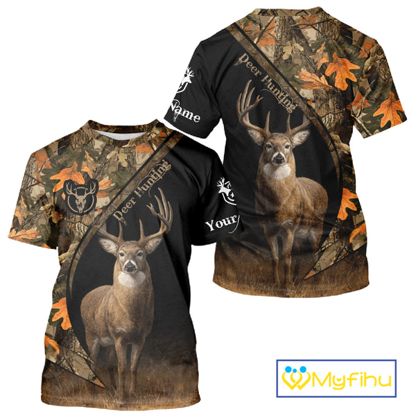 Whitetail Deer Hunting Orange Camouflage Shirts for Men, Hunting Clothes for Deer Hunting Season NBT105