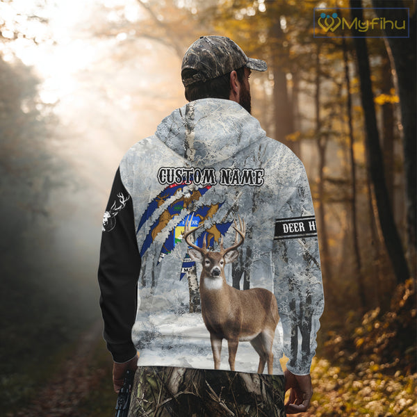 Snow Camo Deer Hunting Shirt, Pennsylvania Flag, Whitetail Hunters NBT13