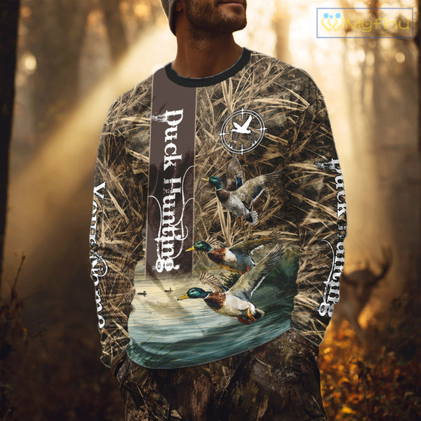 Best Duck Hunting Camouflage Custom Name 3D Shirts, Personalized Duck Hunting Gifts NBT113