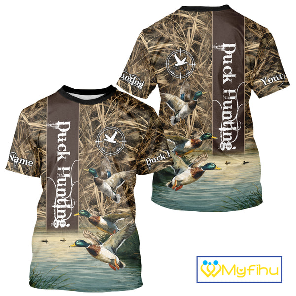 Best Duck Hunting Camouflage Custom Name 3D Shirts, Personalized Duck Hunting Gifts NBT113
