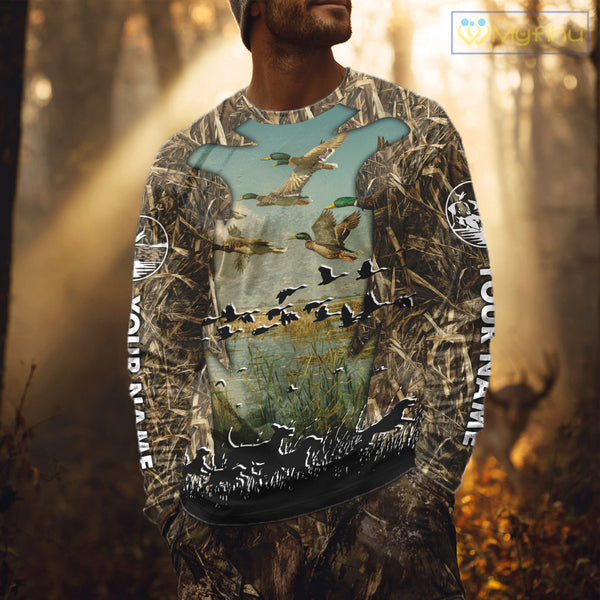 Waterfowl Duck Hunting Camouflage 3D Printing Shirts, Personalized Duck Hunting Shirts NBT137