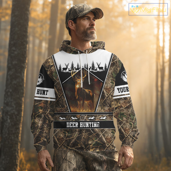 Whitetail Deer Camo 3D All Over Printed Shirts, Deer Hunting Crew Outfit, Hunting Gifts NBT63