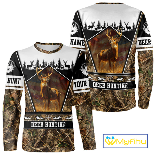Whitetail Deer Camo 3D All Over Printed Shirts, Deer Hunting Crew Outfit, Hunting Gifts NBT63