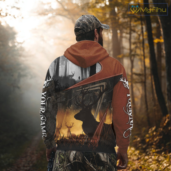 Custom Deer Hunting 3D Printing Brown Camo Shirts for Men, Deer Camp Clothes, Hunting Gifts NBT67