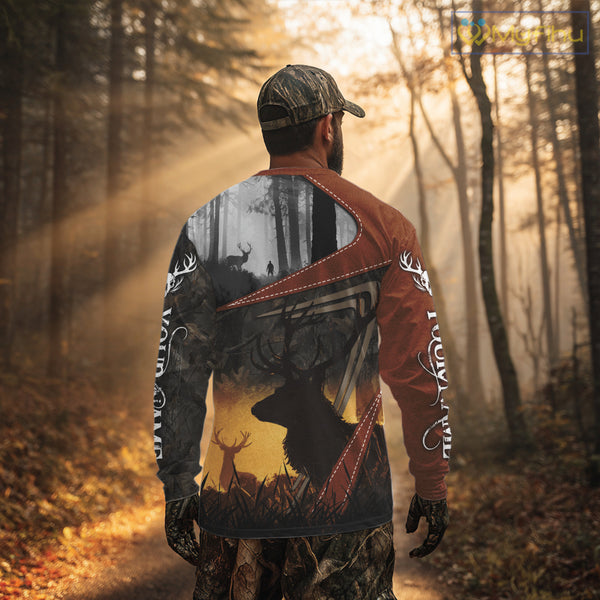 Custom Deer Hunting 3D Printing Brown Camo Shirts for Men, Deer Camp Clothes, Hunting Gifts NBT67