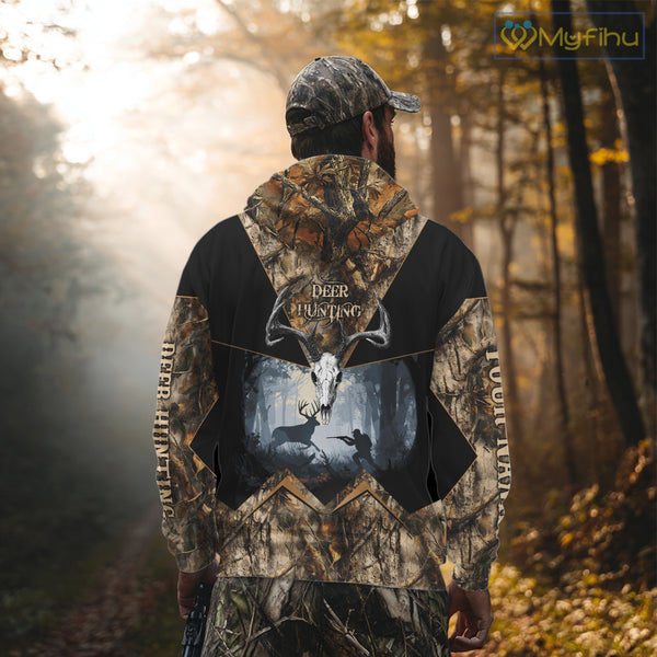Custom 3D Deer Hunting Forest Camo with Big Buck Shirt for Men, Best Hunting Gifts for Hunters NBT72