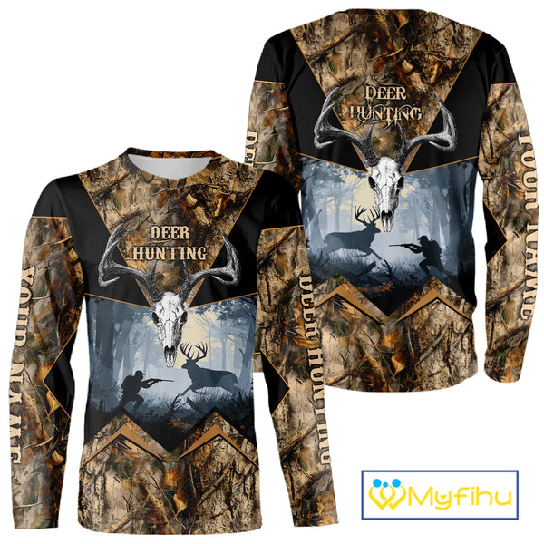 Custom 3D Deer Hunting Forest Camo with Big Buck Shirt for Men, Best Hunting Gifts for Hunters NBT72