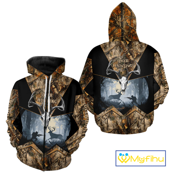 Custom 3D Deer Hunting Forest Camo with Big Buck Shirt for Men, Best Hunting Gifts for Hunters NBT72