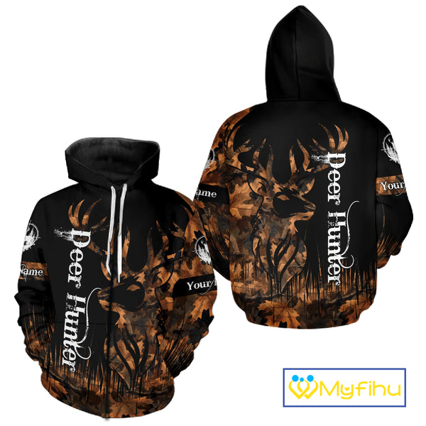 Personalized Deer Hunting Brown Camouflage Pattern with Big Buck Shirt, Big Game Clothes for Deer Hunters NBT75