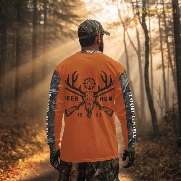Personalized Deer Hunting Orange Camouflage Custom Name 3D Print Shirt, Deer Hunting Gifts NBT82