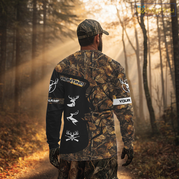 Custom Deer Hunting Brown Camo Shirts for Men, Hunting Gifts, Camouflage Deer Hunting Shirts NBT83