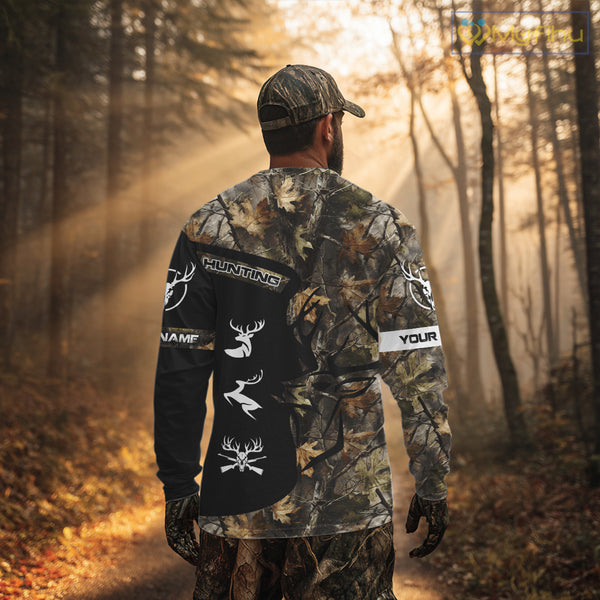 Custom Deer Hunting Fall Camo Shirts for Men, Hunting Gifts, Camouflage Deer Hunting Shirts NBT84