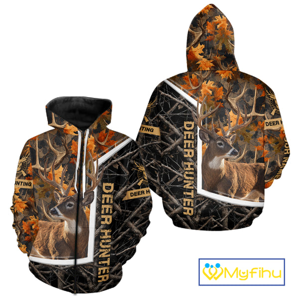 Custom Whitetail Deer Hunting Orange and Black Camo Shirts for Men, Gift Ideas for Hunter NBT91