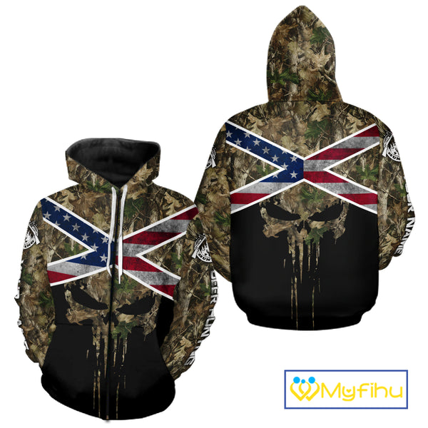 Camo Deer Hunting Shirts with US Flag, Personalized Deer Hunting Shirt, Hunting Gifts for Men NBT95