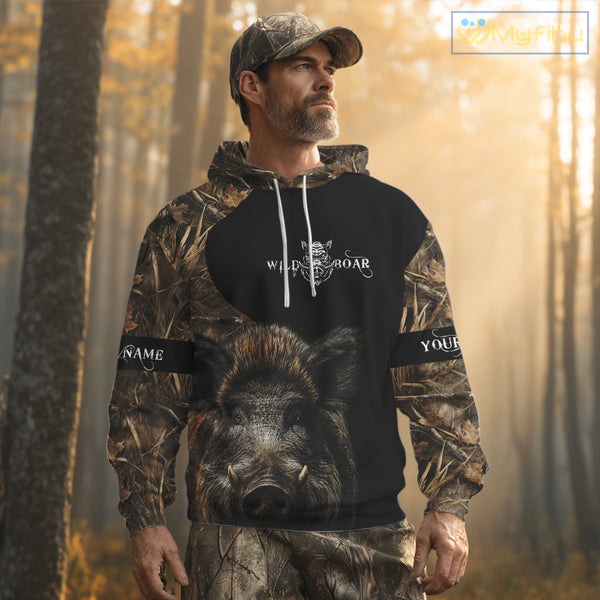 Wild Boar Hunting Camouflage Custom Name 3D All Over Print Shirts, Personalized Hunting Gifts NBT103