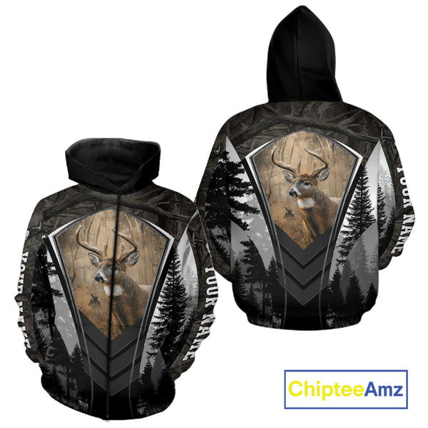 Beautiful Whitetail Deer Hunting Dark Camo 3D All Over Printed Shirts, Hunting Gifts for Men NBT86