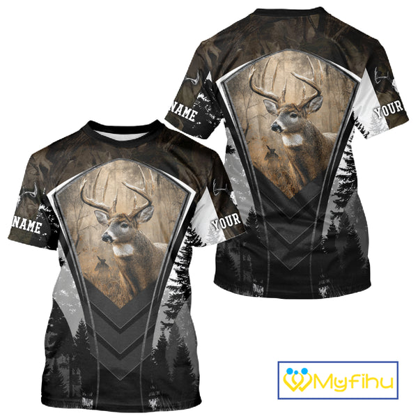 Beautiful Whitetail Deer Hunting Brown Camo 3D All Over Printed Shirts, Hunting Gifts for Hunters NBT87