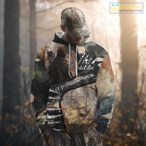 Camouflage Bow Hunting Custom Name Hoodie, Longsleeve Shirt, Perfect for Elk Season NBT08