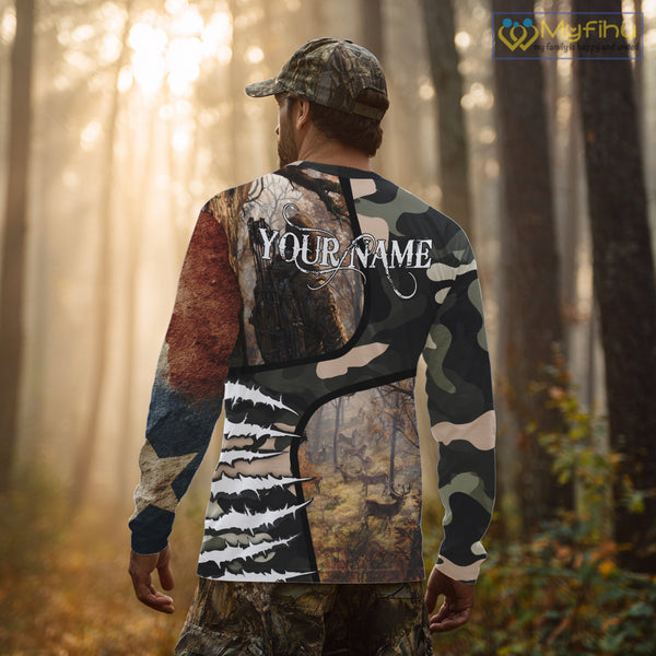 Camouflage Bow Hunting Custom Name Hoodie, Longsleeve Shirt, Perfect for Elk Season NBT08
