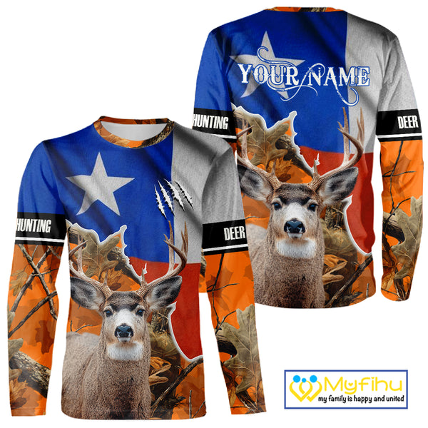 Deer Hunting Orange Camo Texas Flag 3D All Over Print Shirts - Gift Ideas for Hunter NBT24