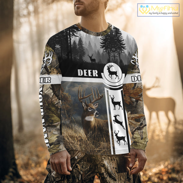 Deer Hunting Brown Camouflage Custom Shirts, Camouflage Deer Shirt, Hunting Gifts NBT74