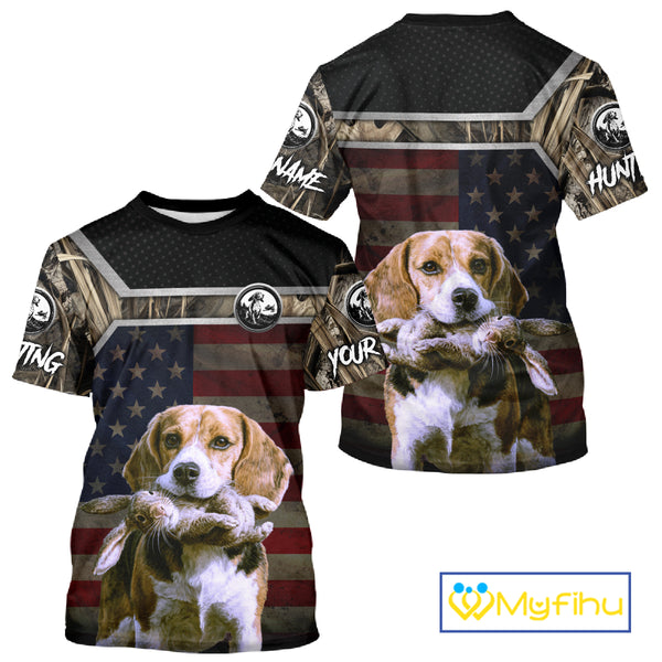 Custom Camouflage Rabbit Hunting Beagle Dog US Flag for Men, Rabbit Hunting Gifts NBT244