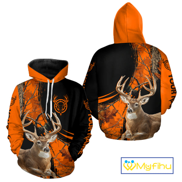 Deer Hunting Orange Camouflage 3D Prints Shirts for Hunters, Best Custom Hunting Shirts NBT178
