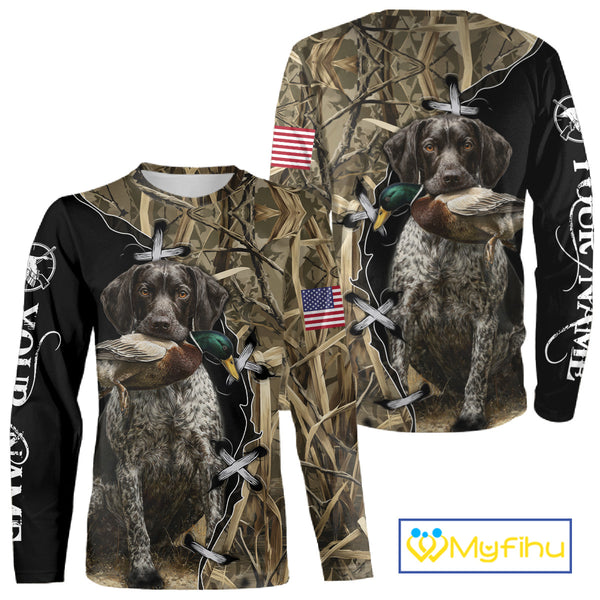 Duck Hunting with German Wirehaired Pointer Customize Name 3D All Over Printed Shirts Personalized Gift NBT151