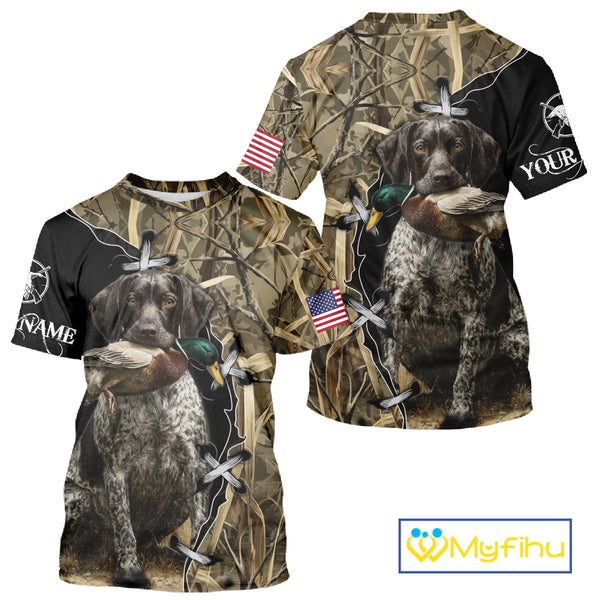 Duck Hunting with German Wirehaired Pointer Customize Name 3D All Over Printed Shirts Personalized Gift NBT151