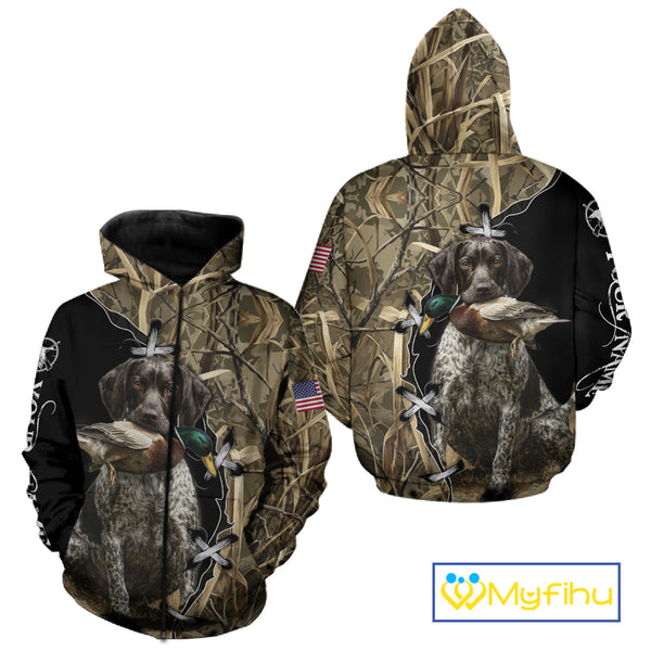 Duck Hunting with German Wirehaired Pointer Customize Name 3D All Over Printed Shirts Personalized Gift NBT151