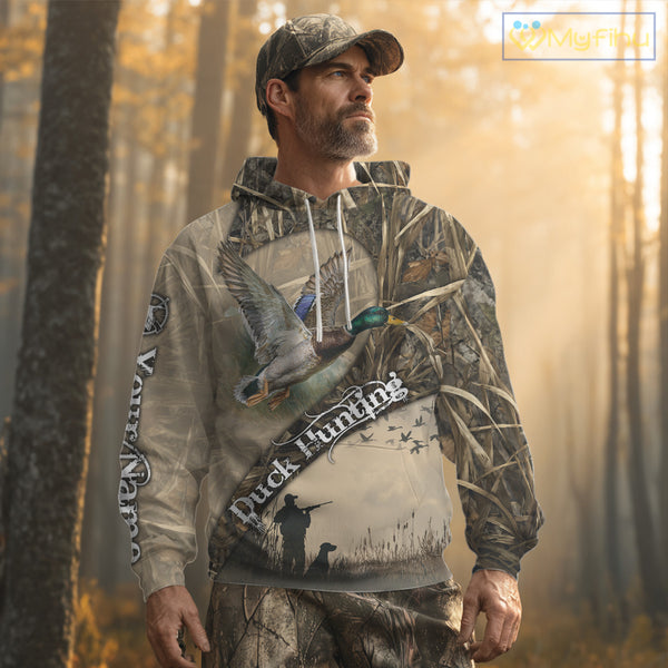 Mallard Duck Hunting Brown Camouflage 3D All Over Printed Shirts, Duck Hunting Clothes for Hunter NBT155
