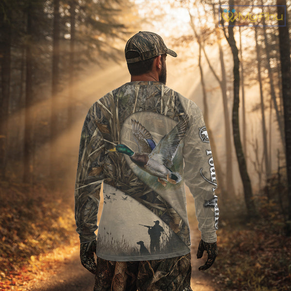 Mallard Duck Hunting Brown Camouflage 3D All Over Printed Shirts, Duck Hunting Clothes for Hunter NBT155