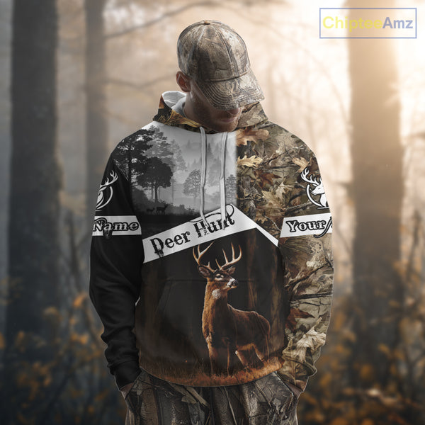 Custom Whitetail Deer Hunting Camouflage Shirts, Hunting Clothes for Men Hunter Gift Ideas NBT134