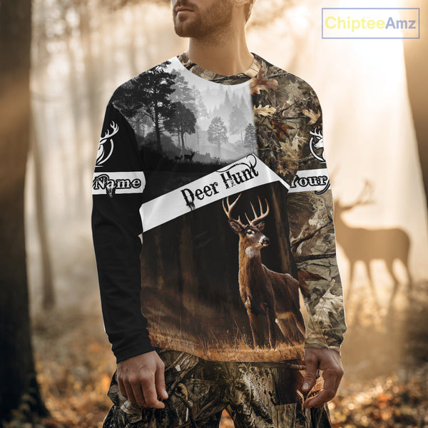 Custom Whitetail Deer Hunting Camouflage Shirts, Hunting Clothes for Men Hunter Gift Ideas NBT134