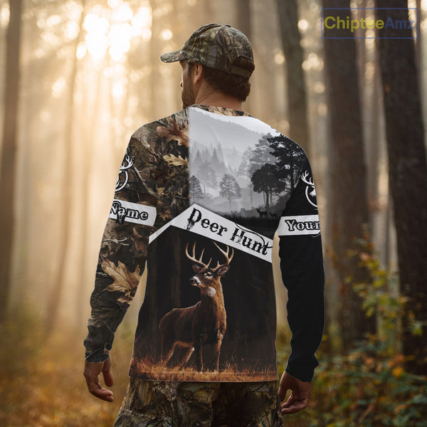 Custom Whitetail Deer Hunting Camouflage Shirts, Hunting Clothes for Men Hunter Gift Ideas NBT134