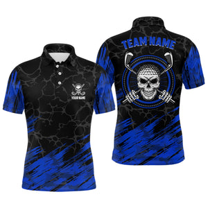 Personalized 3D All Over Print Skull Mens Golf Polo Shirt Navy Black Golf Shirts For Men LDT0448